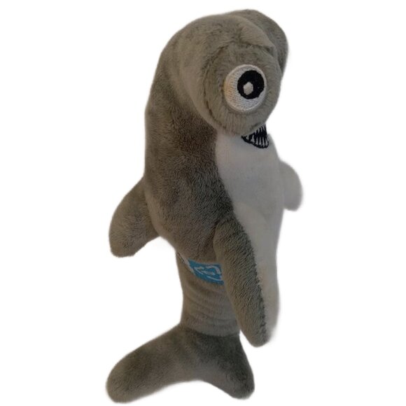 Clean Earth Dog Squeaky Toy Gray White Plush Hammerhead Shark 10 Inch Spunky Pup - Picture 2 of 5